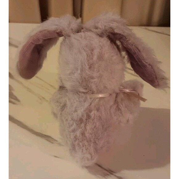 Vintage Easter Bunny Sitting Plush Lavender Purple Curduroy Feet Mini 5.5 Inches - Picture 2 of 6